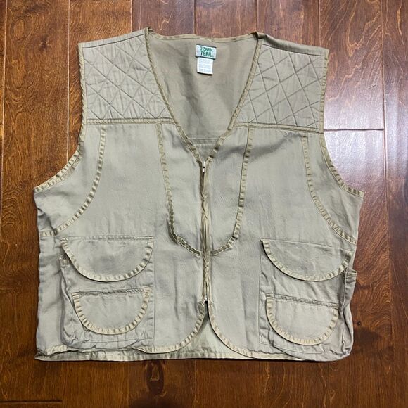 Ozark Trail Outdoors Vintage Fishing Hiking Vest Full Zip Khaki Tan Men's 2XL - Picture 3 of 7